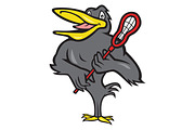 Blackbird With Lacrosse Stick Cartoo