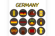 Germany flat icon set