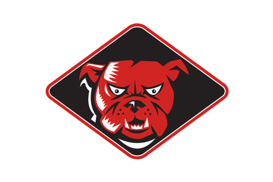 Angry Bulldog Head Front Retro in Illustrations - product preview 8