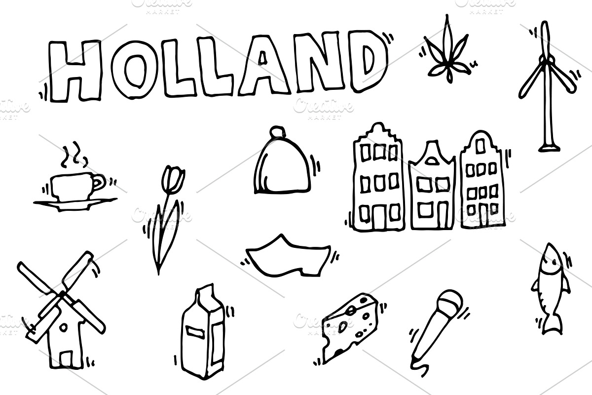 Holland icons set in Illustrations - product preview 8