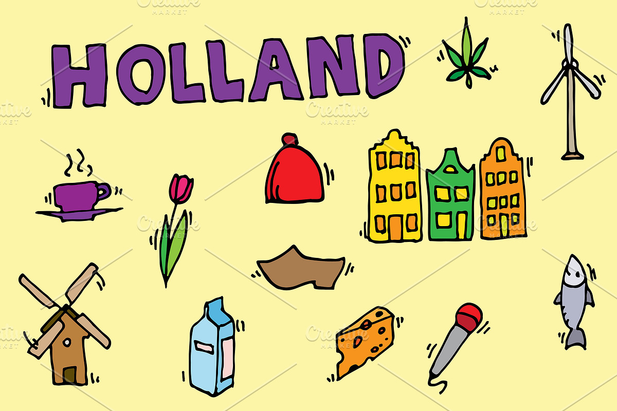 Holland icons set in Illustrations - product preview 8