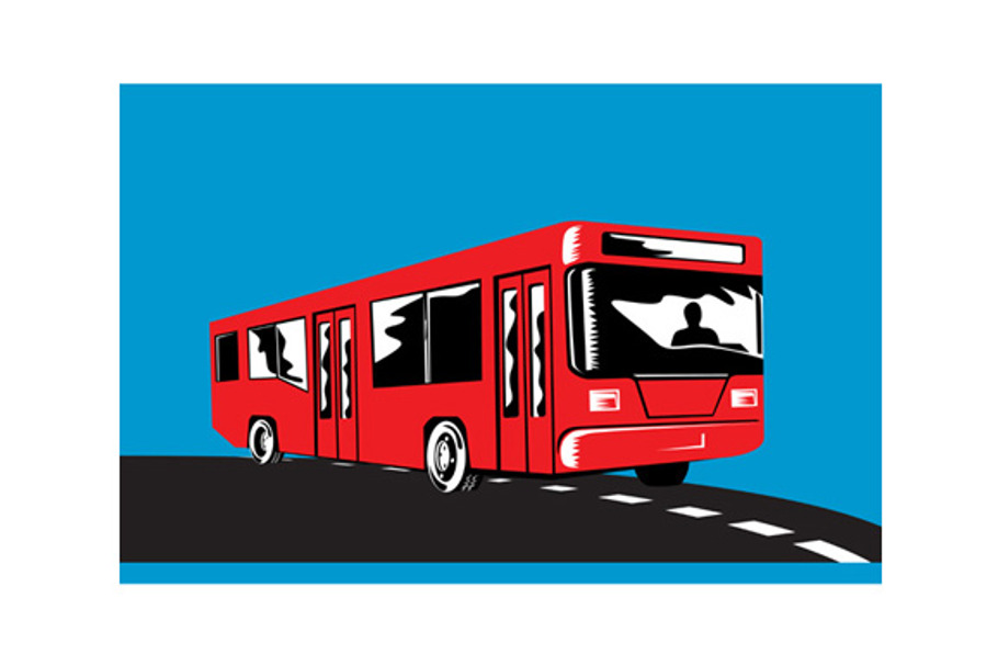 Coach Bus Shuttle Retro in Illustrations - product preview 8