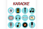 Karaoke flat icon set