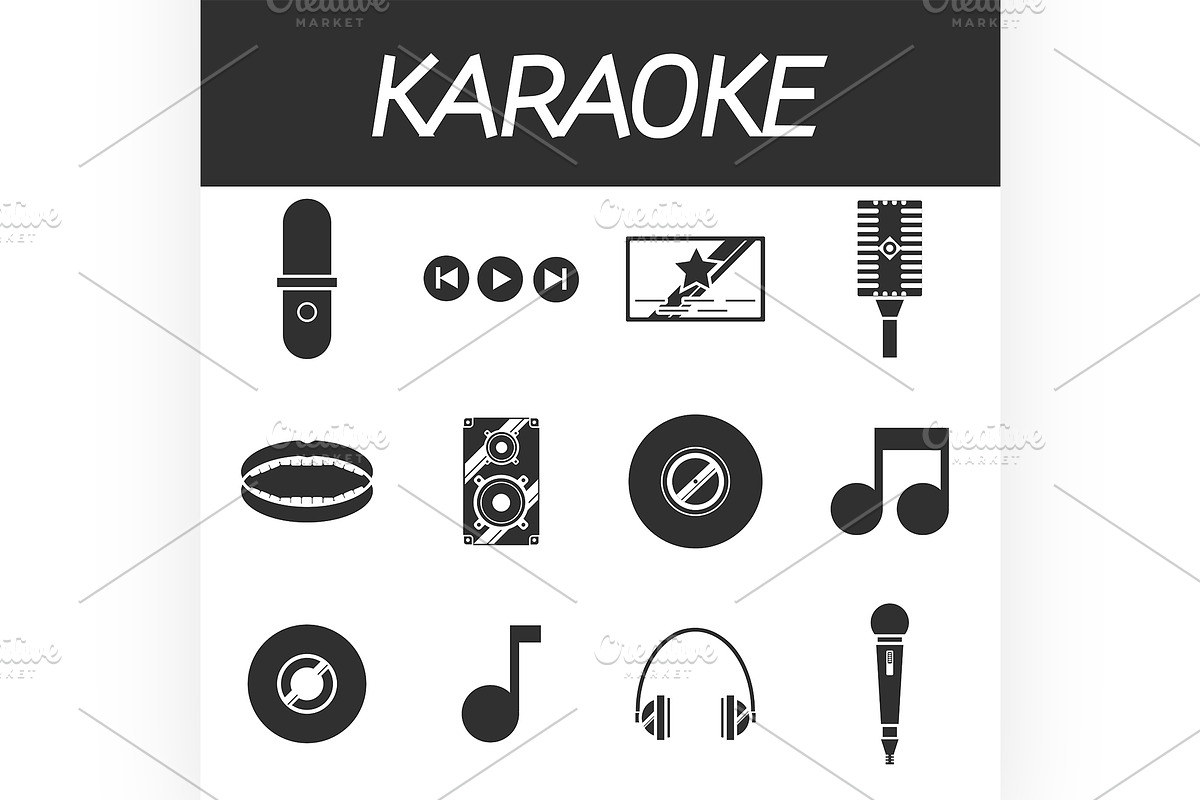Karaoke icon set in Illustrations - product preview 8