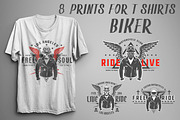 Set of prints for T-Shirts Biker
