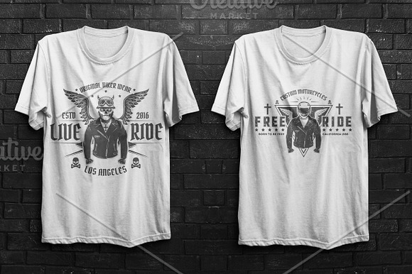 Set of prints for T-Shirts Biker in Illustrations - product preview 1