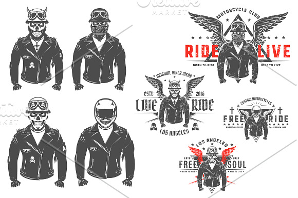 Set of prints for T-Shirts Biker in Illustrations - product preview 2