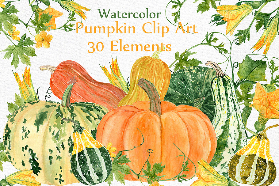 Watercolor pumpkin clipart