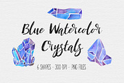 Blue Watercolor Crystal Clipart