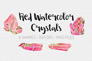 Red Watercolor Crystal Clipart