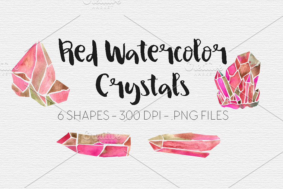 Red Watercolor Crystal Clipart in Illustrations - product preview 8