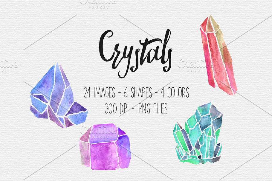 Watercolor Crystal Clipart in Illustrations - product preview 8