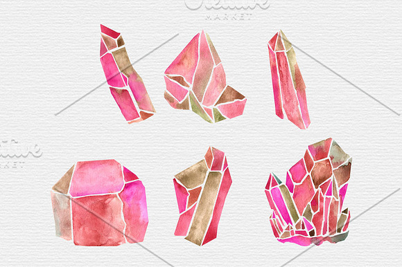 Watercolor Crystal Clipart in Illustrations - product preview 2