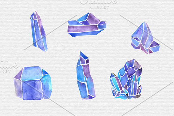 Watercolor Crystal Clipart in Illustrations - product preview 3