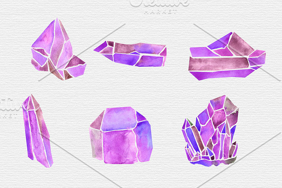Watercolor Crystal Clipart in Illustrations - product preview 4