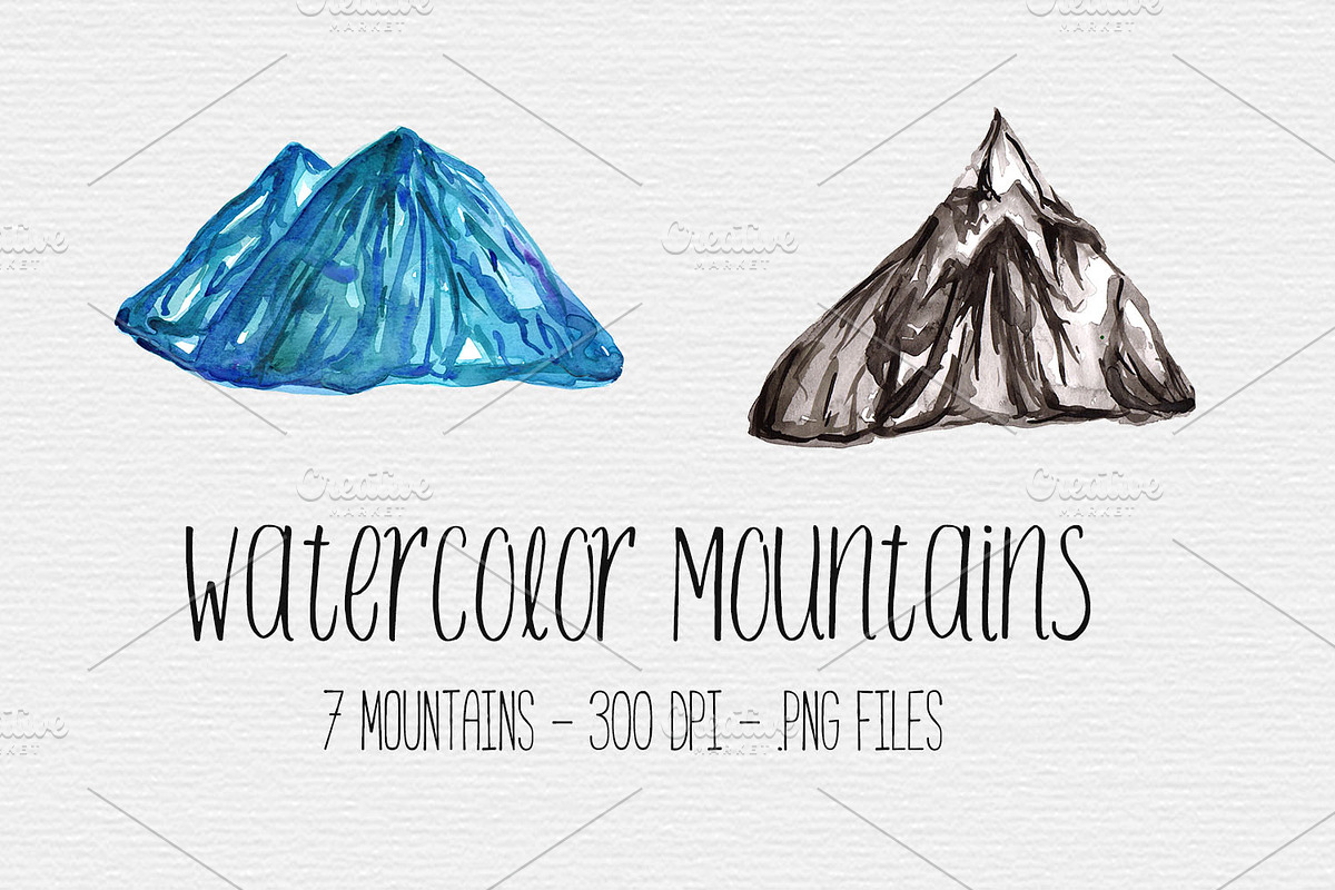 Watercolor Mountain Clipart in Illustrations - product preview 8