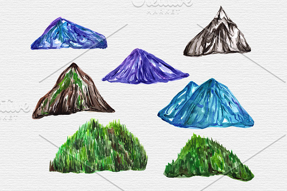 Watercolor Mountain Clipart in Illustrations - product preview 1