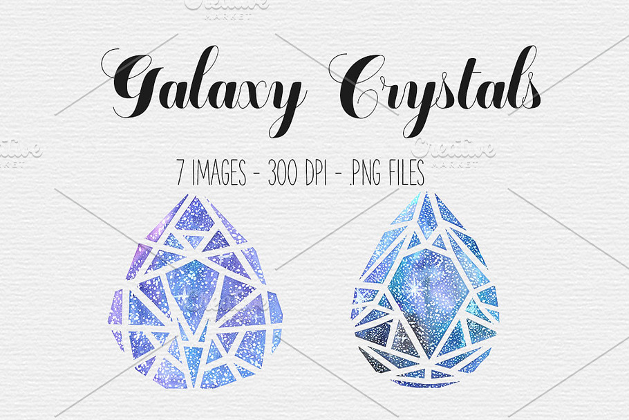 Galaxy Watercolor Crystal Clipart in Illustrations - product preview 8