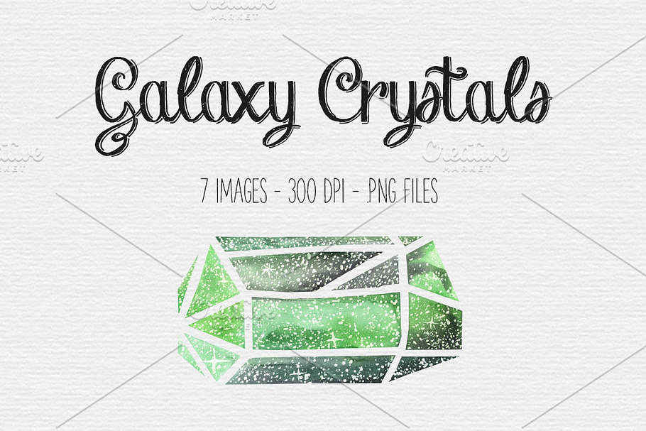 Galaxy Watercolor Crystal Clipart