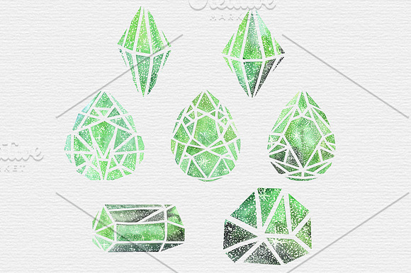 Galaxy Watercolor Crystal Clipart in Illustrations - product preview 1