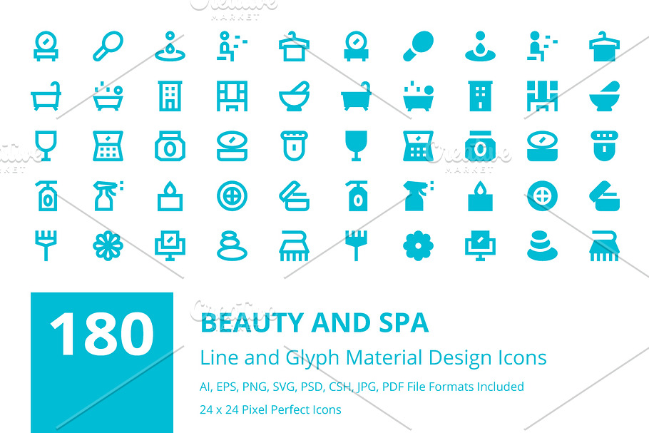 180 Beauty and Spa Material Icons