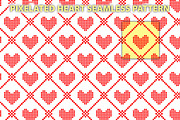 Pixelated heart seamless pattern