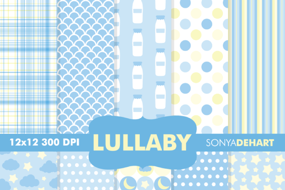 Baby Lullaby Blue Digital Papers