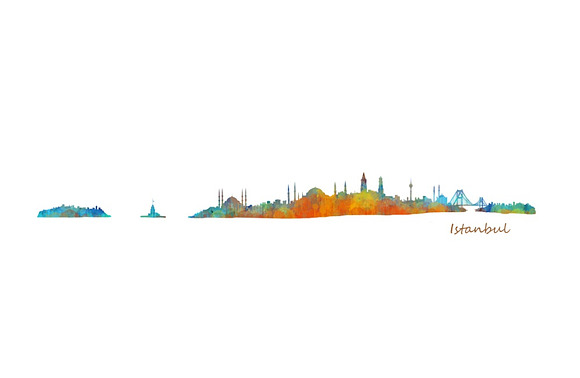 10x files Pack Istanbul Skylines in Illustrations - product preview 1