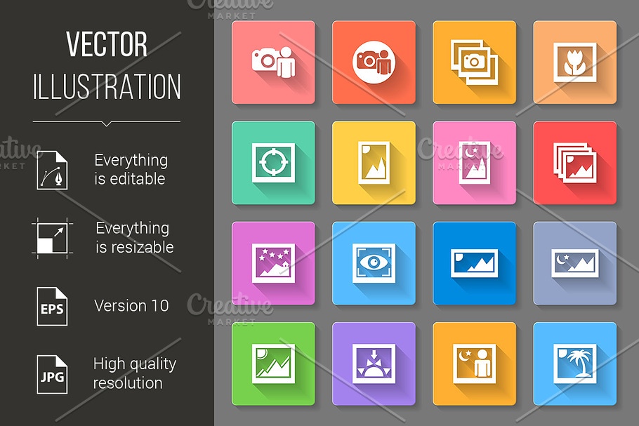 Colorful Media Photo Icons in Graphics - product preview 8