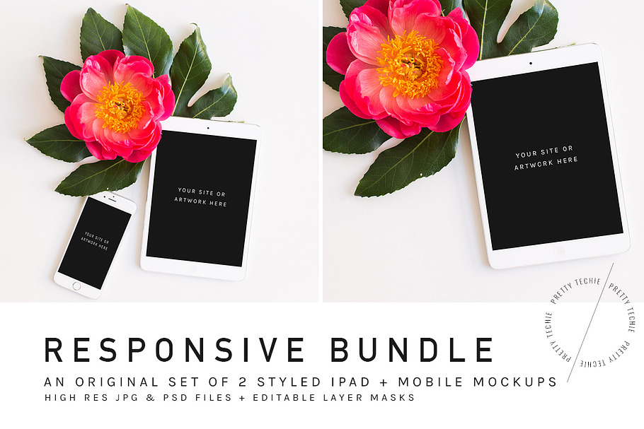 Floral Mobile Responsive Mockup  in Mobile & Web Mockups - product preview 8