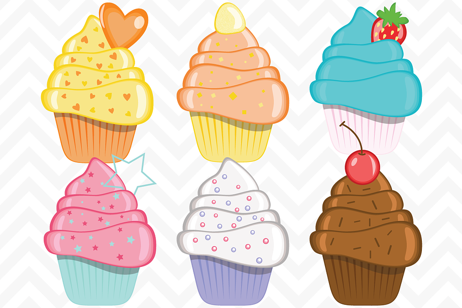 Clip Art Birthday Cupcakes Vector in Illustrations - product preview 8