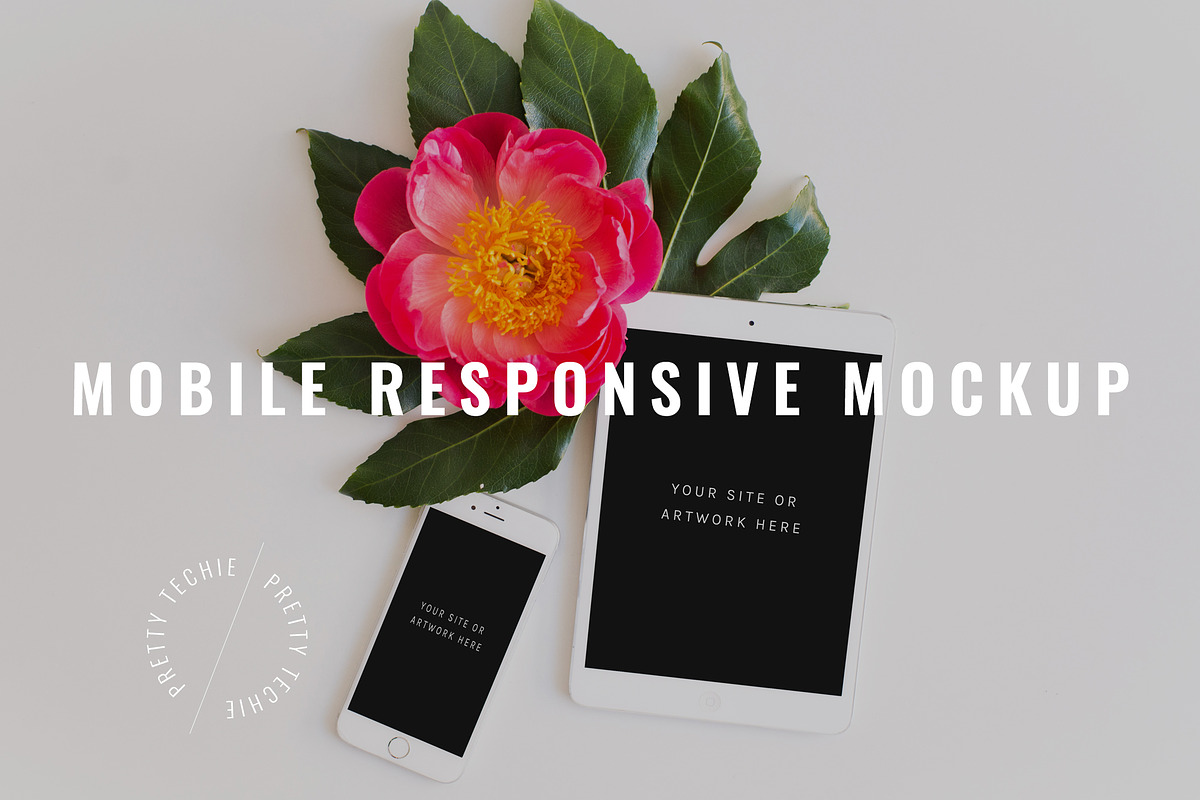 Floral iPhone iPad Responsive Mockup in Mobile & Web Mockups - product preview 8