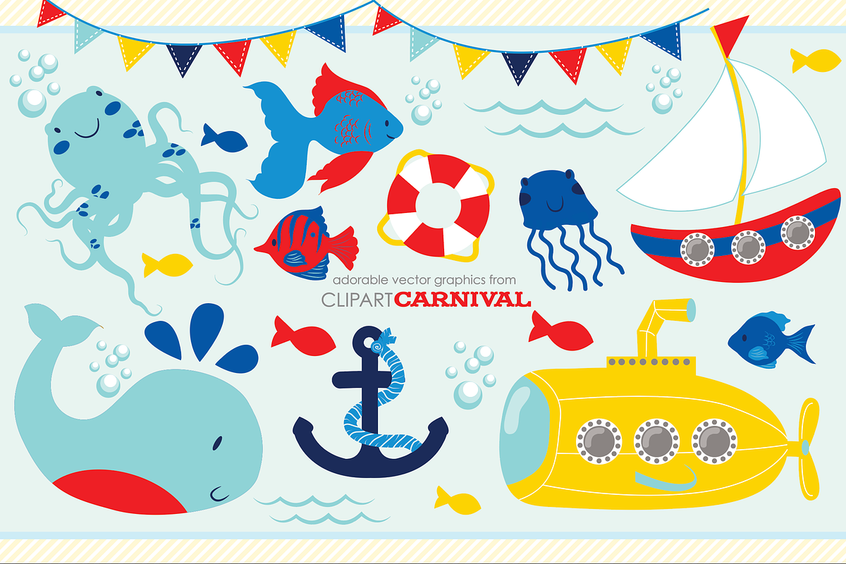 Nautical Baby Sailboat Illustrations in Illustrations - product preview 8