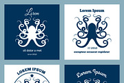 Nautical logo emblem with octopus