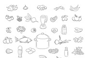 Food doodle icons set