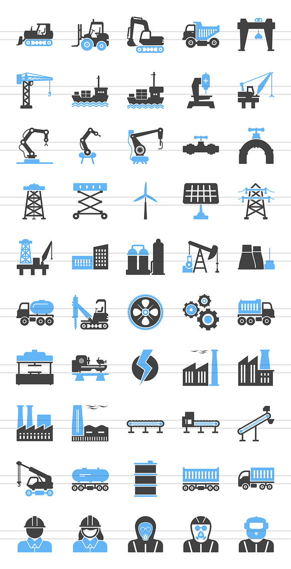 50 Industry Blue & Black Icons in Graphics - product preview 1