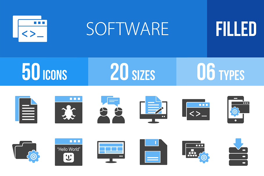 50 Software Blue & Black Icons in Graphics - product preview 8