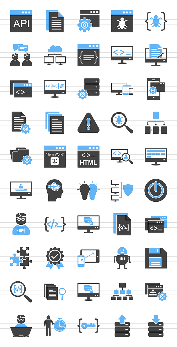 50 Software Blue & Black Icons in Graphics - product preview 1