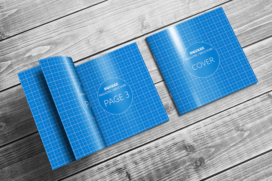 Square Magazine / Brochure Mock-Ups in Print Mockups - product preview 8