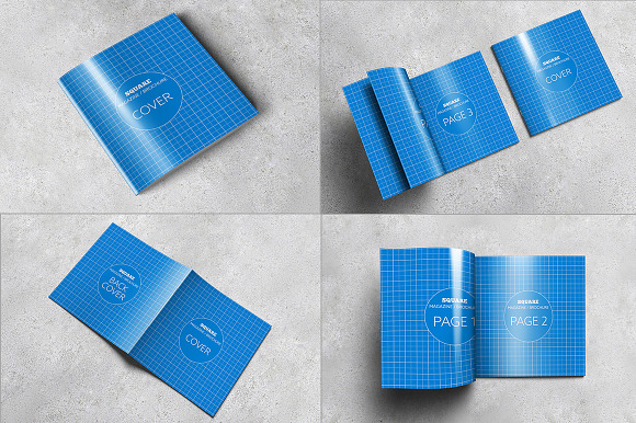 Square Magazine / Brochure Mock-Ups in Print Mockups - product preview 3