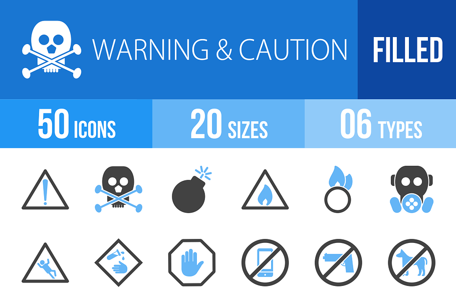 50 Warning Blue & Black Icons