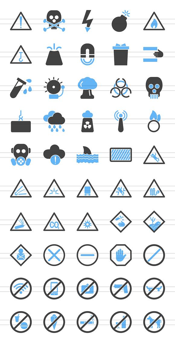 50 Warning Blue & Black Icons in Graphics - product preview 1