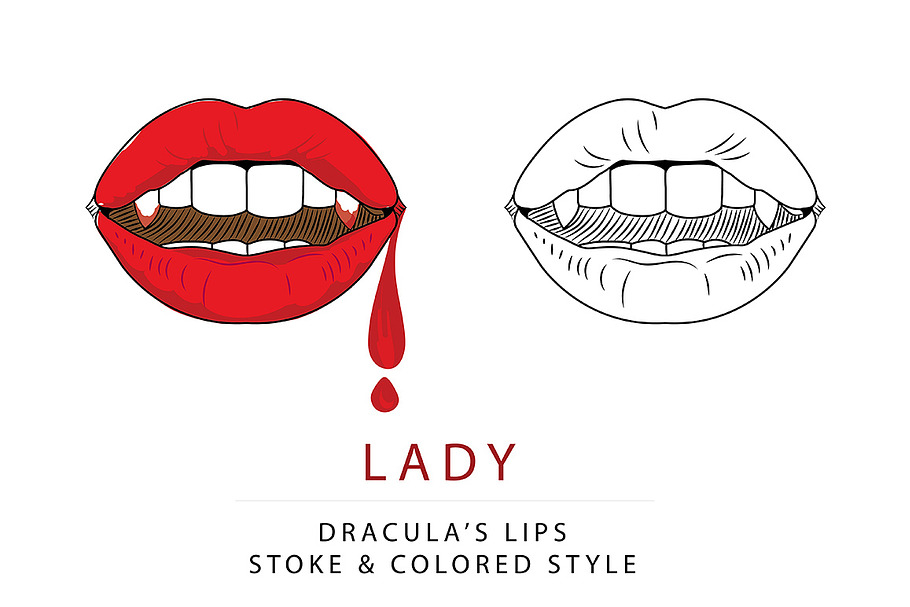 Vector of Dracula Red Lips in Illustrations - product preview 8