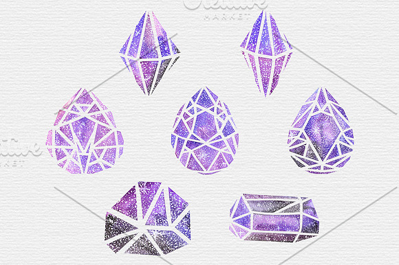 Watercolor Galaxy Crystal Clipart in Illustrations - product preview 1
