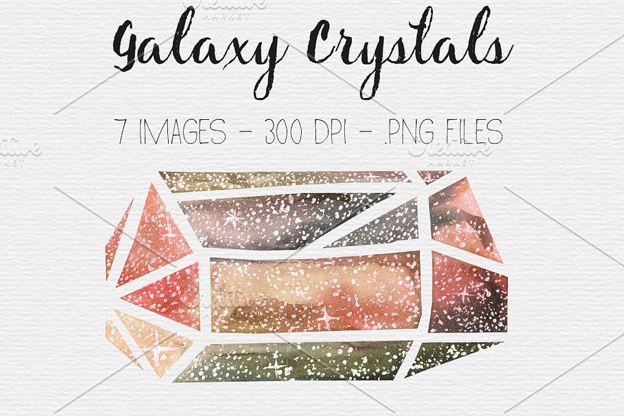 Watercolor Galaxy Crystal Clipart in Illustrations - product preview 8