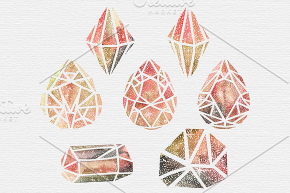 Watercolor Galaxy Crystal Clipart in Illustrations - product preview 1