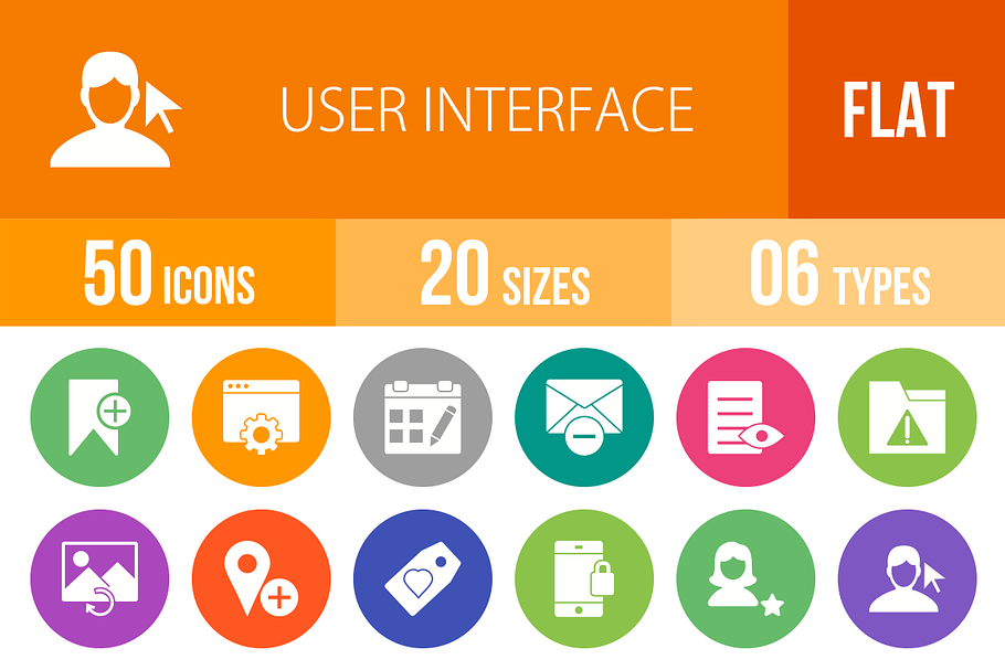 50 User Interface Flat Round Icons in Icons - product preview 8