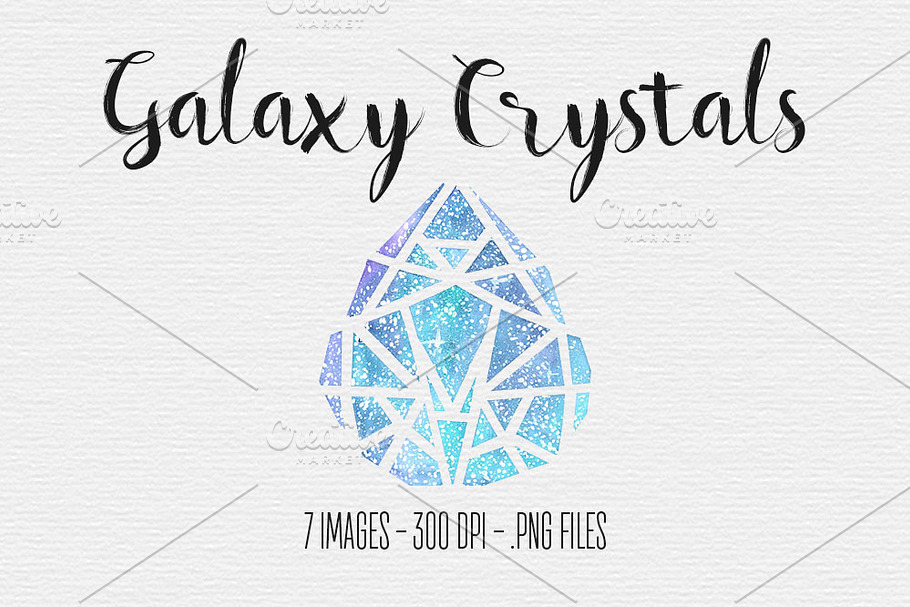 Watercolor Galaxy Crystal Clipart