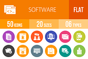 50 Software Flat Round Icons