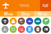 60 Travel Flat Round Icons